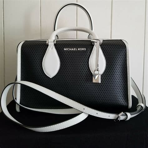 michael kors black and white maxi|Michael Kors black shoulder handbags.